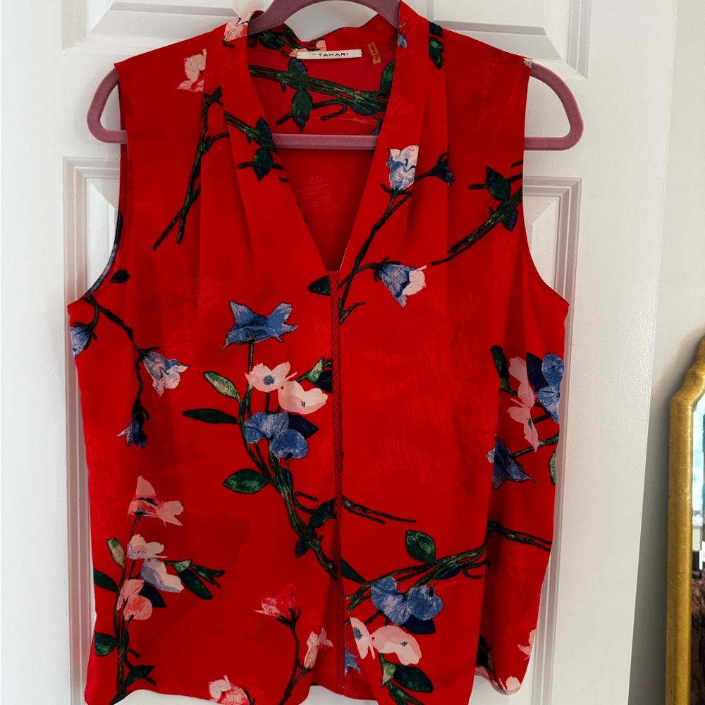 Floral Red Sleeveless Top